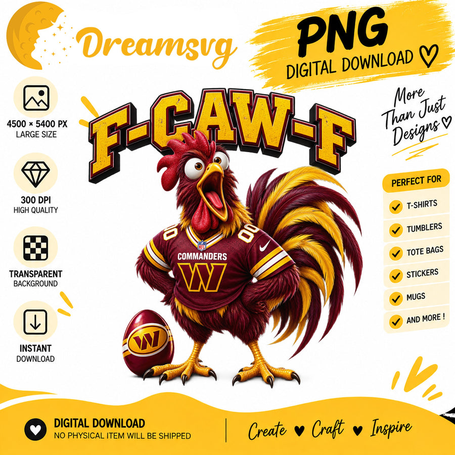 F-Caw-F Commanders Funny Rooster Washington Football PNG