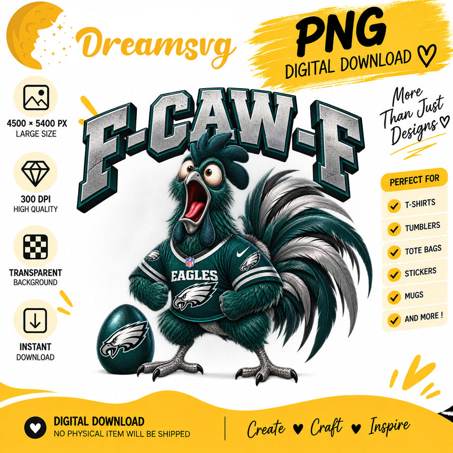 F-Caw-F Eagles Funny Rooster Philadelphia Football PNG