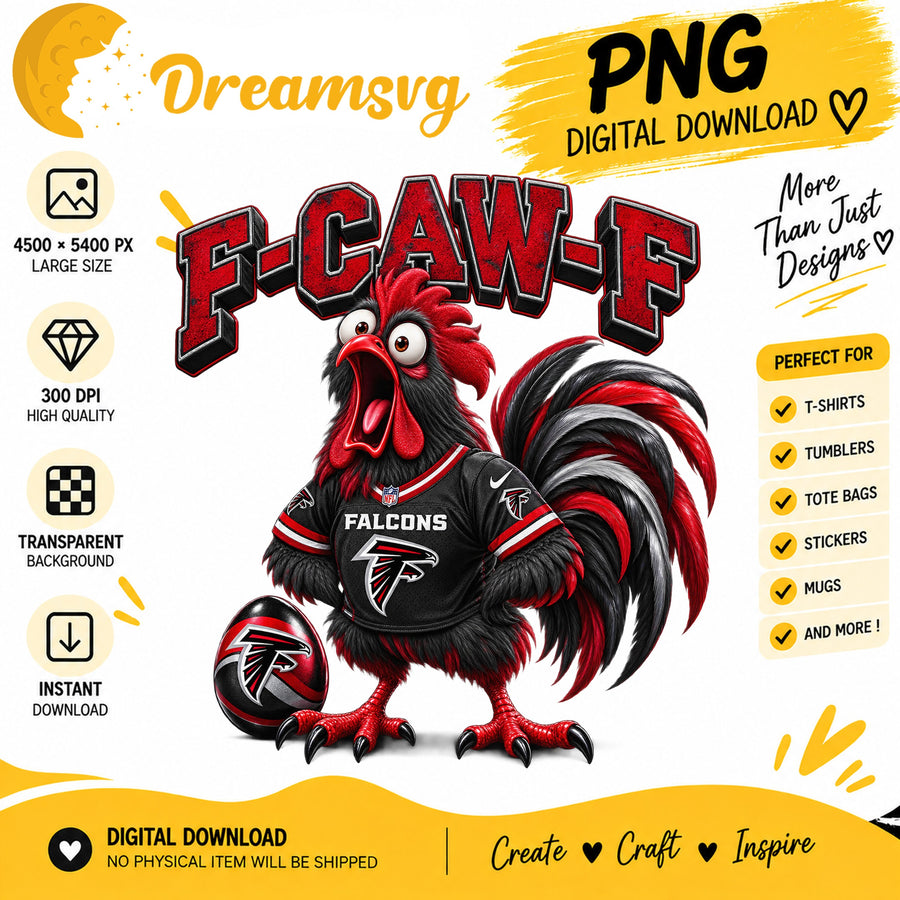F-Caw-F Falcons Funny Rooster Atlanta Football Fan PNG