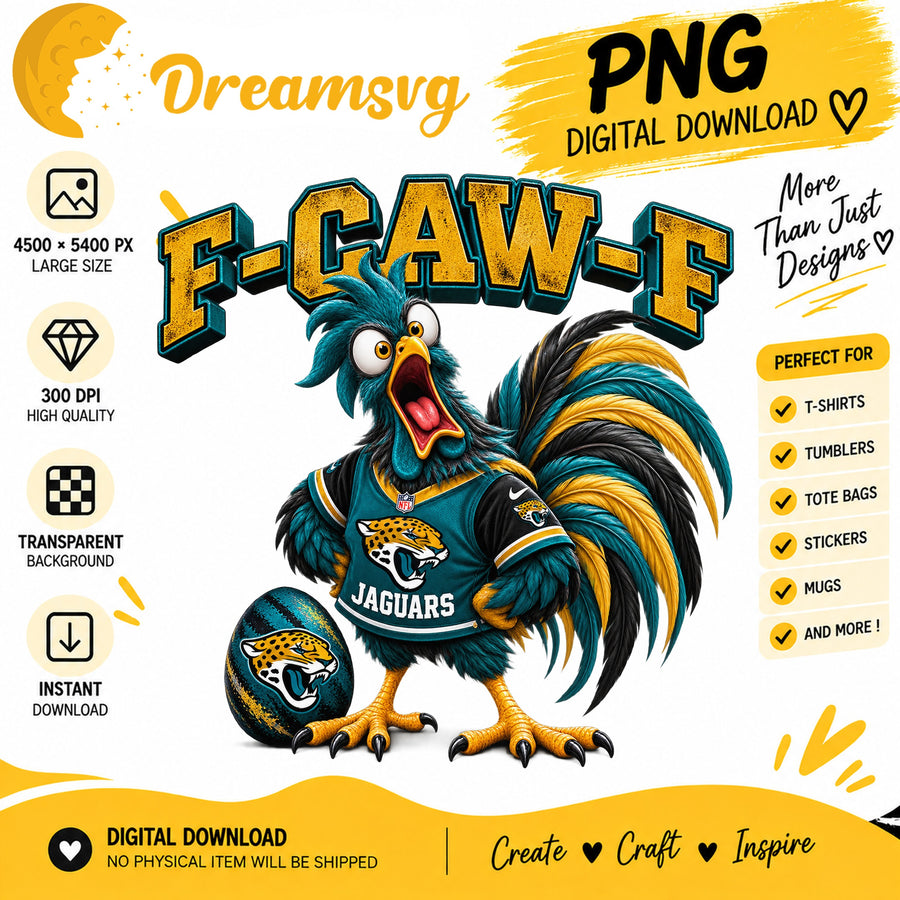 F-Caw-F Jaguars Funny Rooster NFL Football Fan PNG