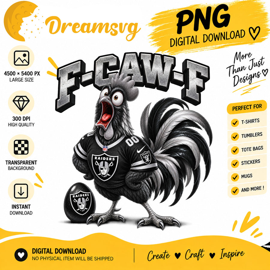 F-Caw-F Raiders Funny Rooster NFL Football Fan PNG