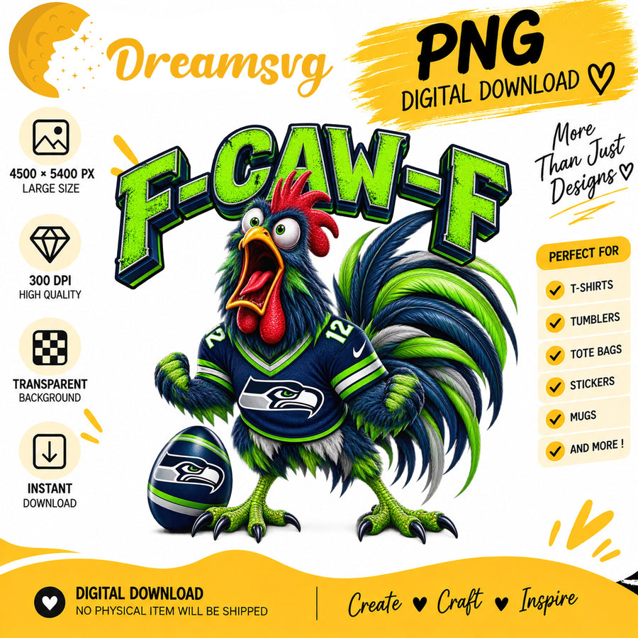 F-Caw-F Seahawks Funny Rooster Seattle Football Fan PNG
