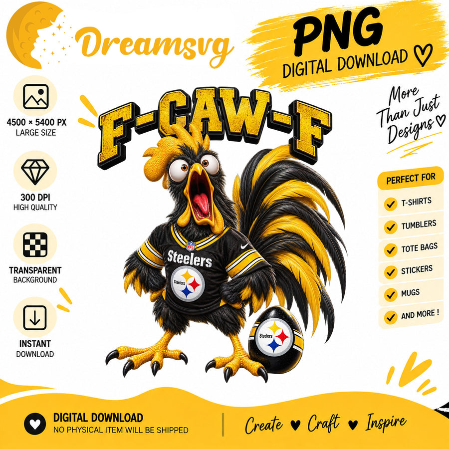 F-Caw-F Steelers Funny Rooster NFL Football Fan PNG