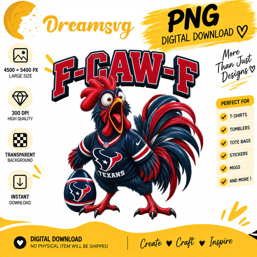 F-Caw-F Texans Funny Rooster NFL Football Fan PNG
