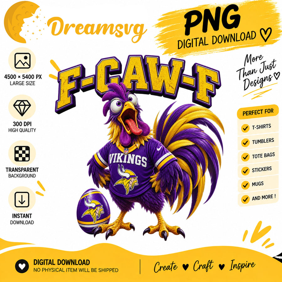 F-Caw-F Vikings Funny Rooster Minnesota Football Fan PNG