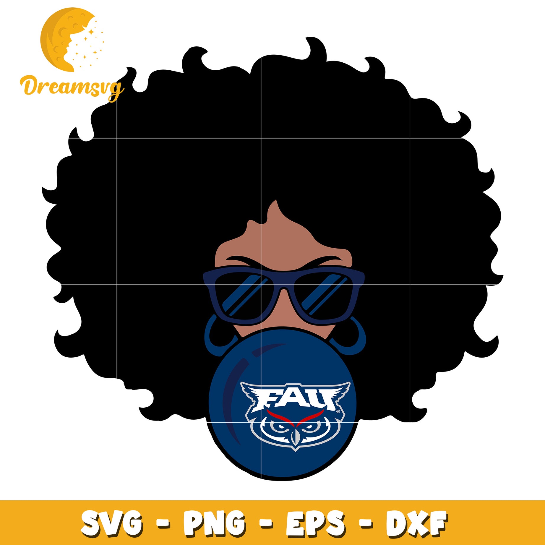 FAU Owl Afro Woman SVG PNG EPS DXF