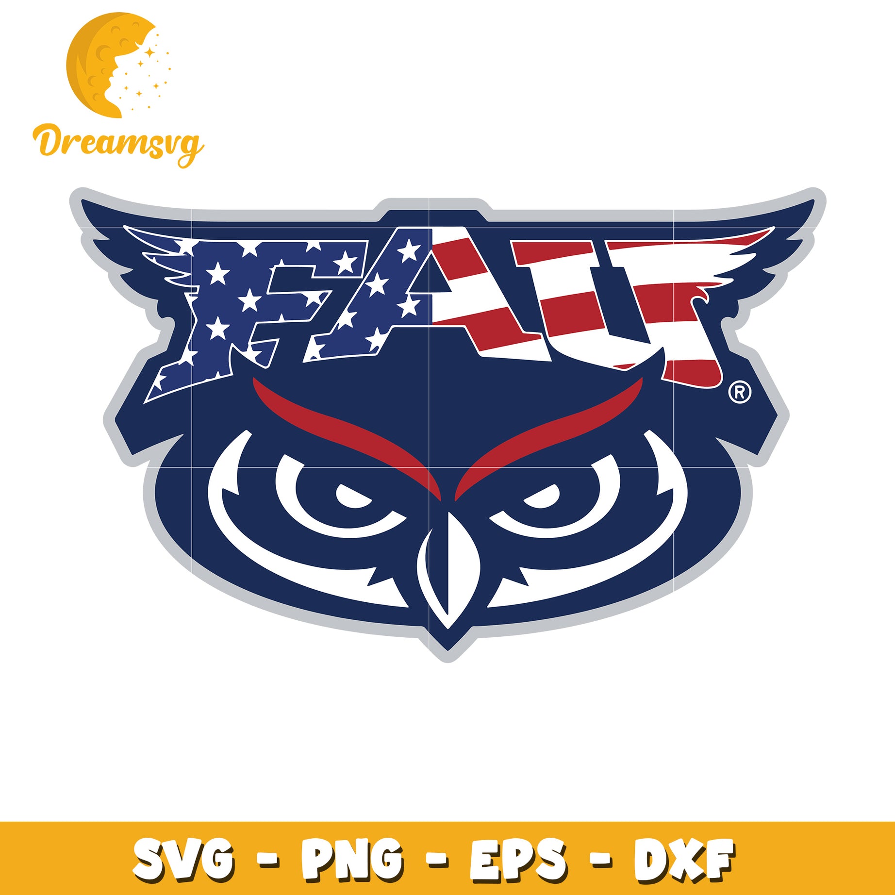 FAU Owl American Flag SVG PNG EPS DXF