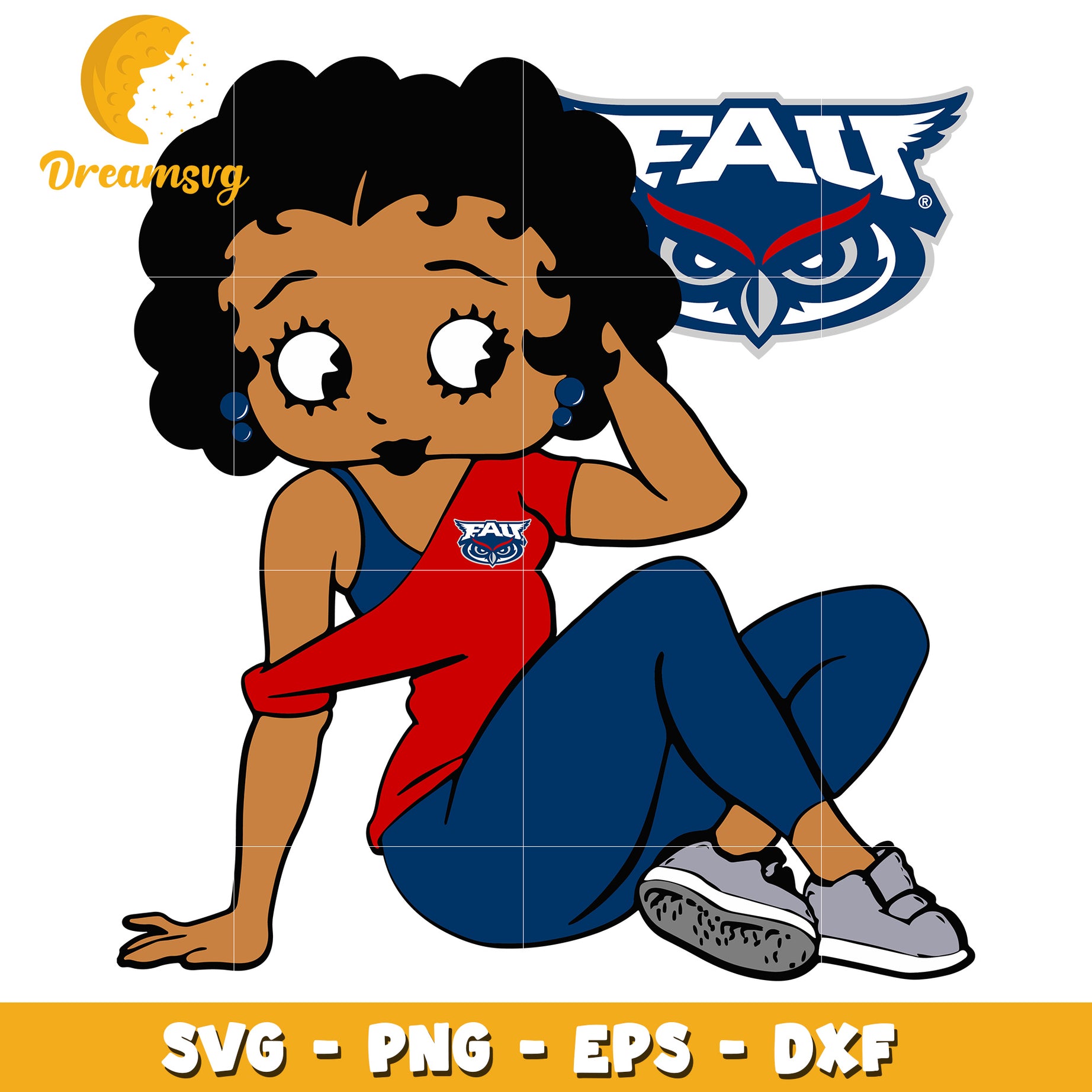 FAU Owl Girl SVG Cut File PNG EPS DXF