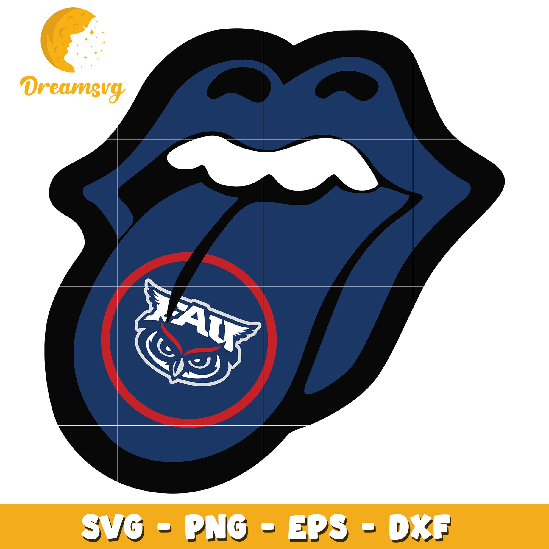 FAU Owl Rolling Stones Tongue SVG Cut File