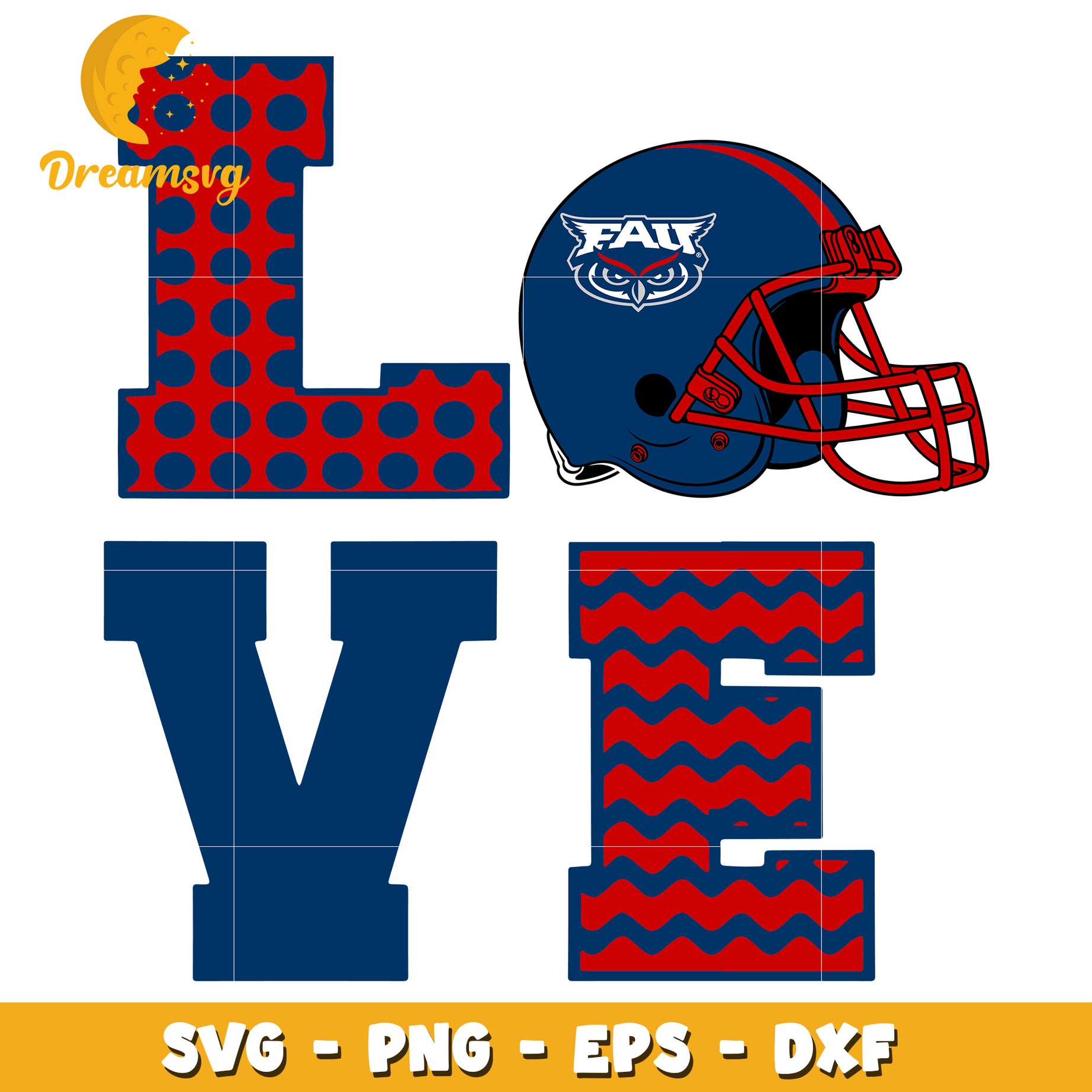 FAU Owls Love SVG PNG EPS DXF Cut File