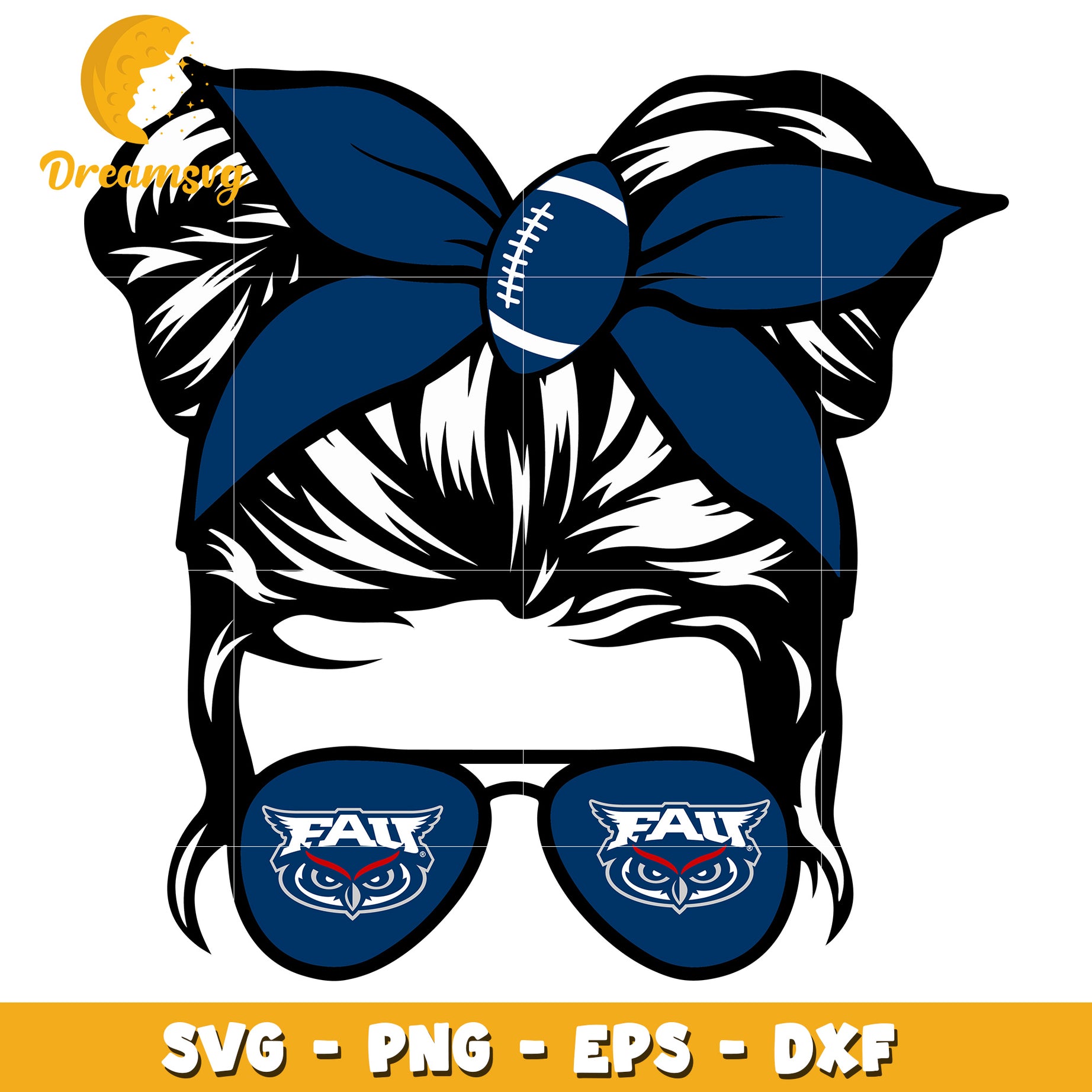 FAU Owls Messy Bun SVG Cut File