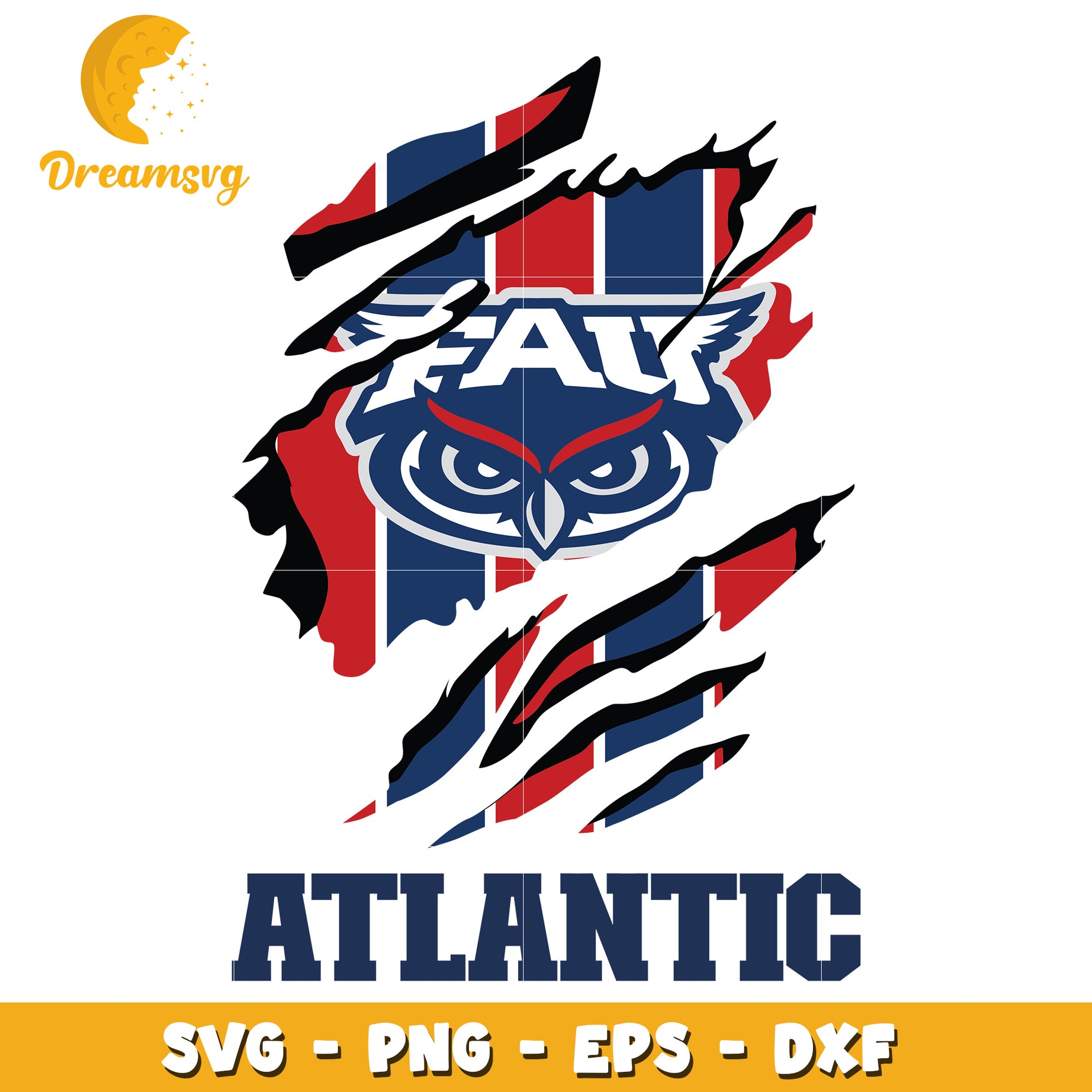 FAU Owls Ripped SVG PNG EPS DXF