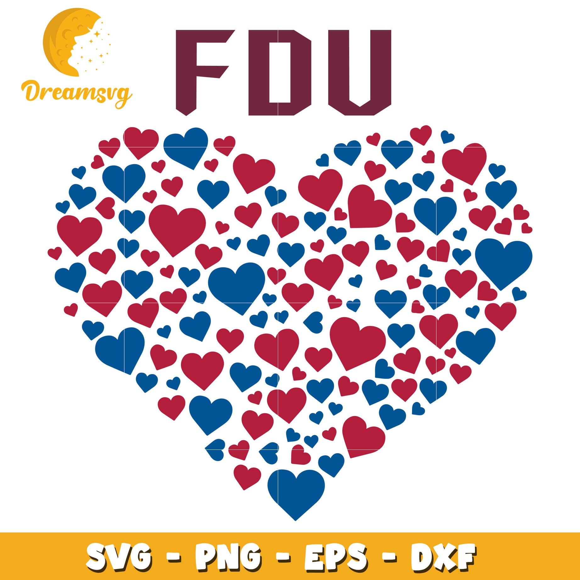 FDU Heart SVG PNG EPS DXF Cut File