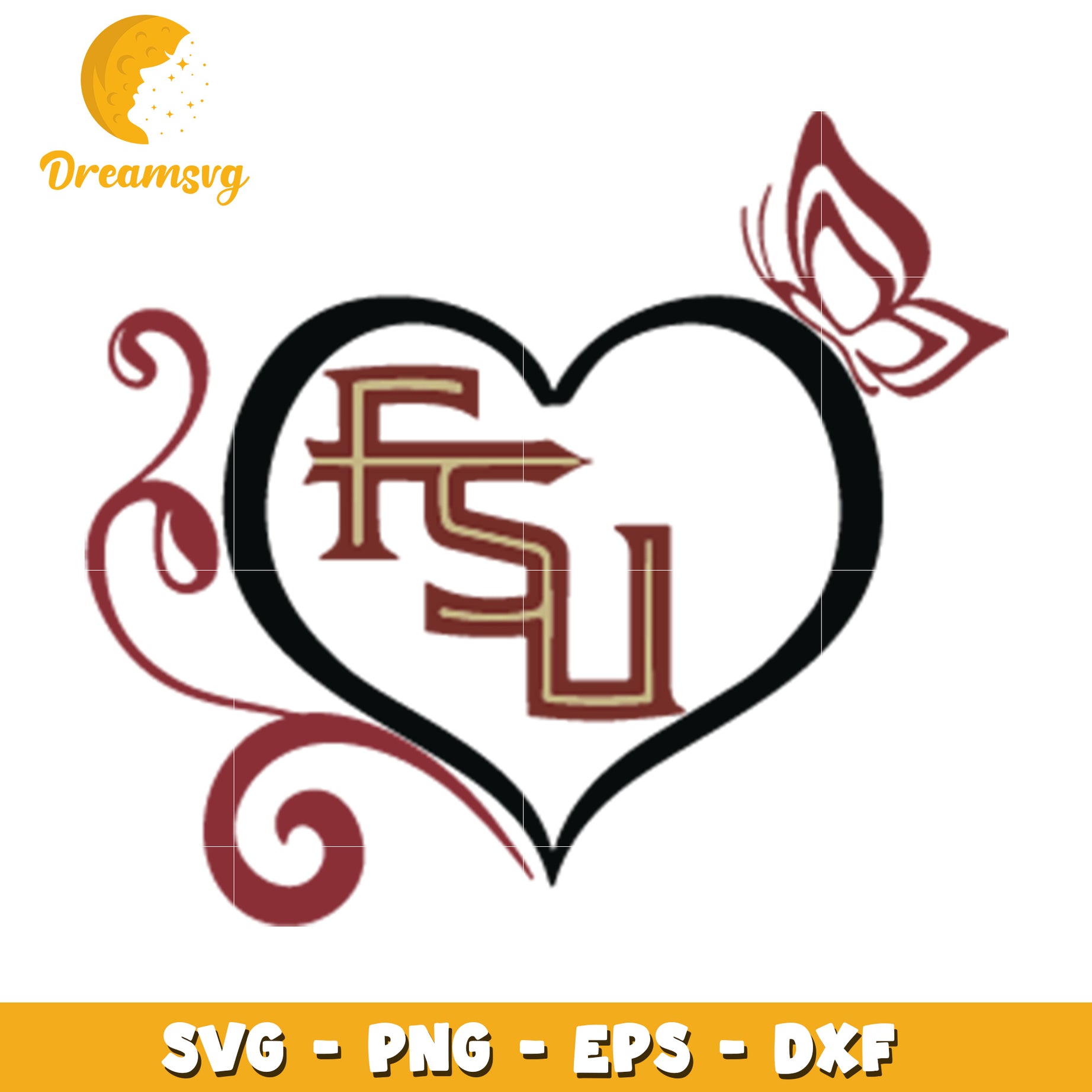 FSU Heart Butterfly SVG PNG EPS DXF