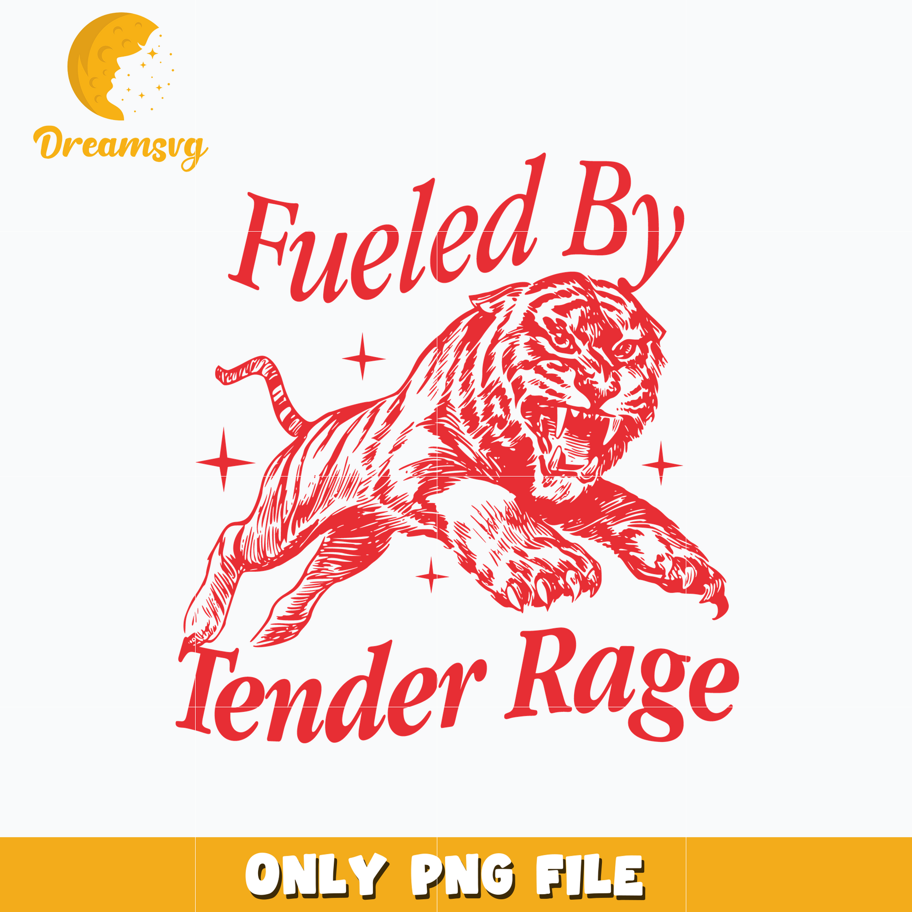 Vintage tiger fueled by tender rage png