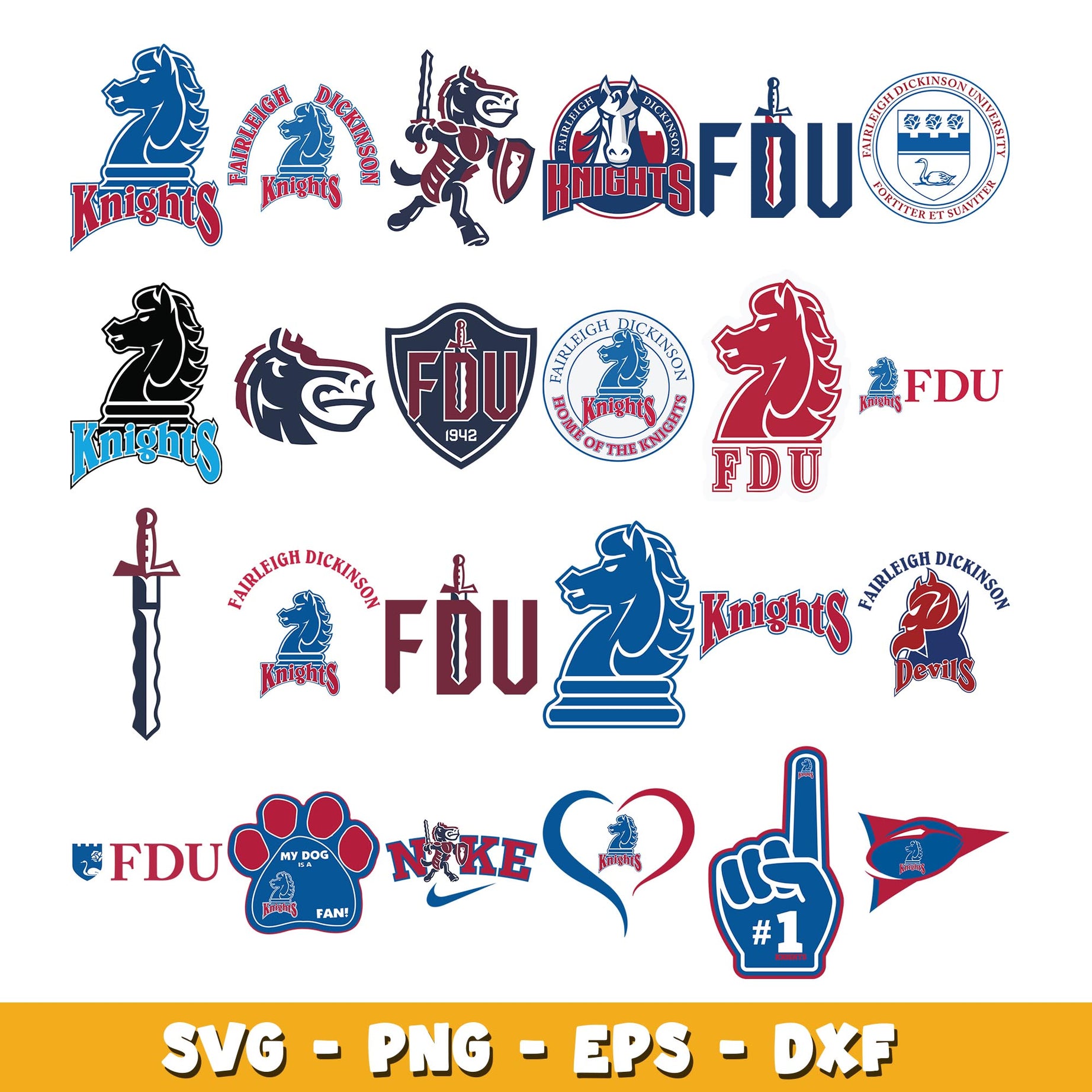 fairleigh dickinson knights Bundle svg, fairleigh dickinson knights logo svg, ncaa svg  