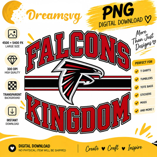 Falcons Kingdom PNG, Atlanta Football Fan Sublimation