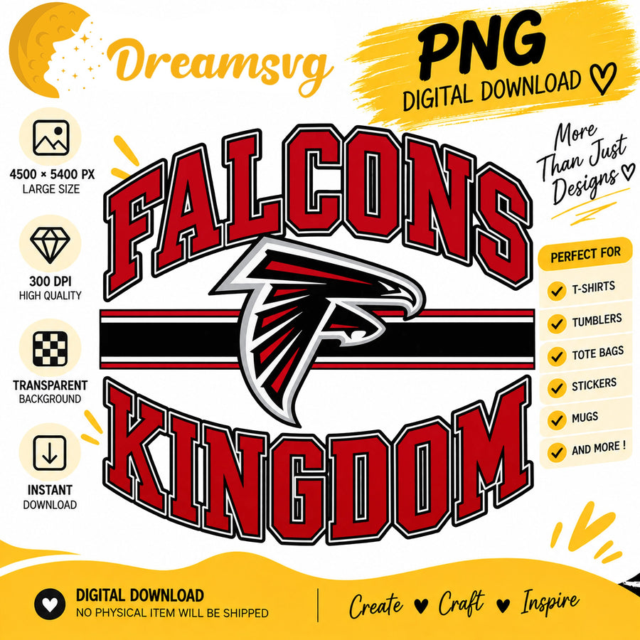 Falcons Kingdom PNG, Atlanta Football Fan Sublimation