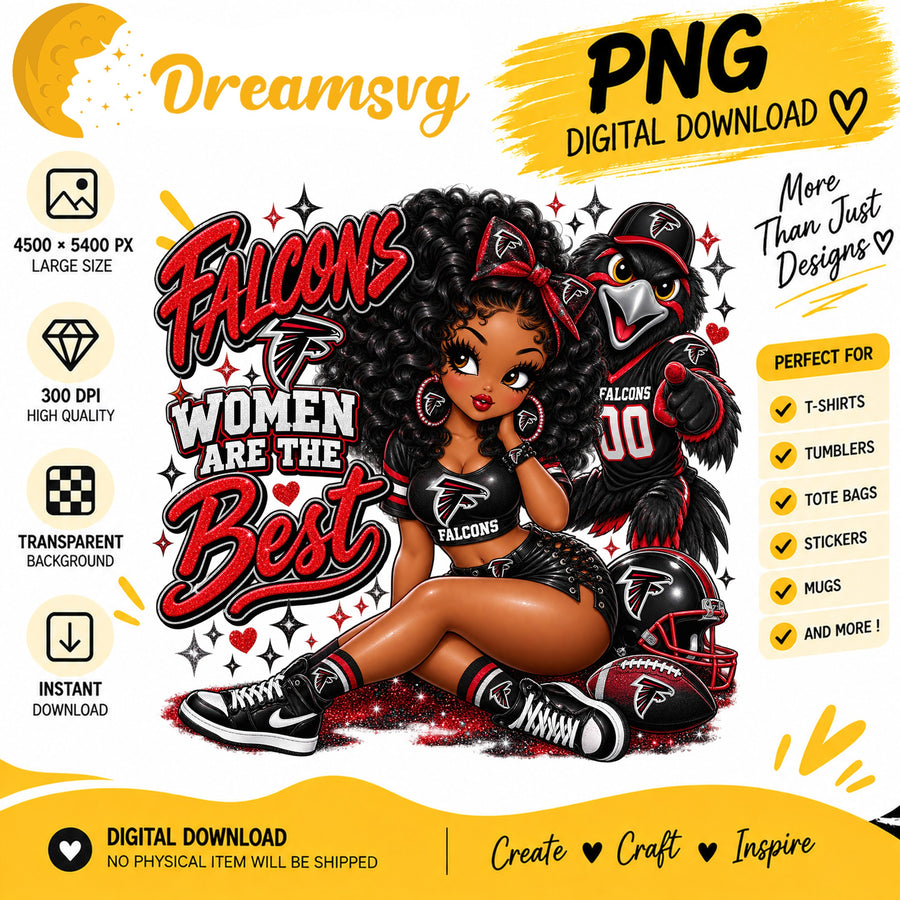 Falcons Women Are The Best Black Girl Football Fan PNG