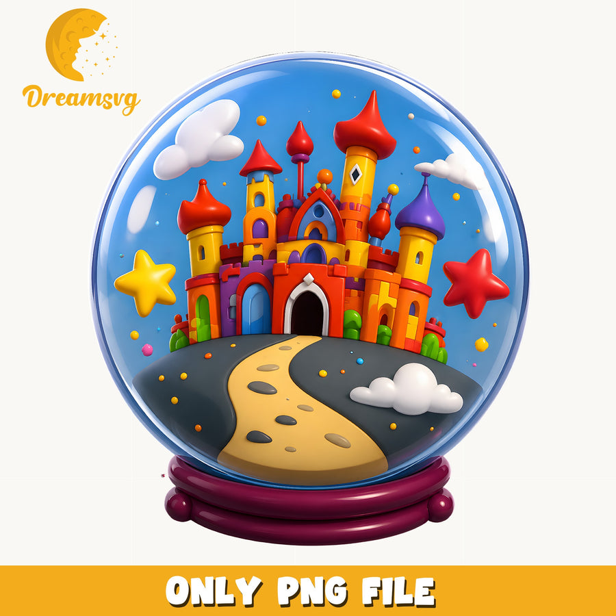 Fantasy Castle Snow Globe PNG, Magic Ball Art, Kids PNG