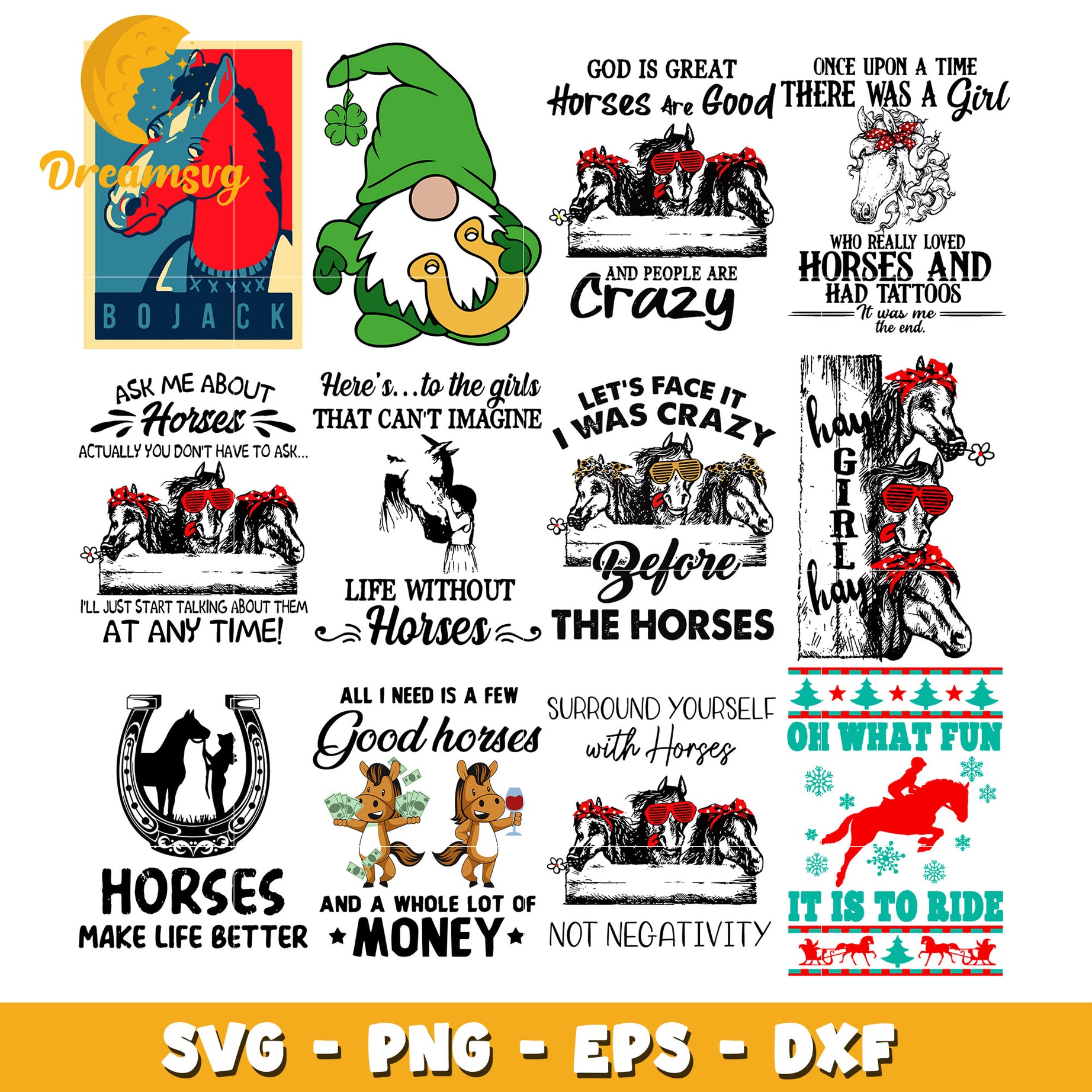 All I need is a few good horses bundle svg, horse make life better svg