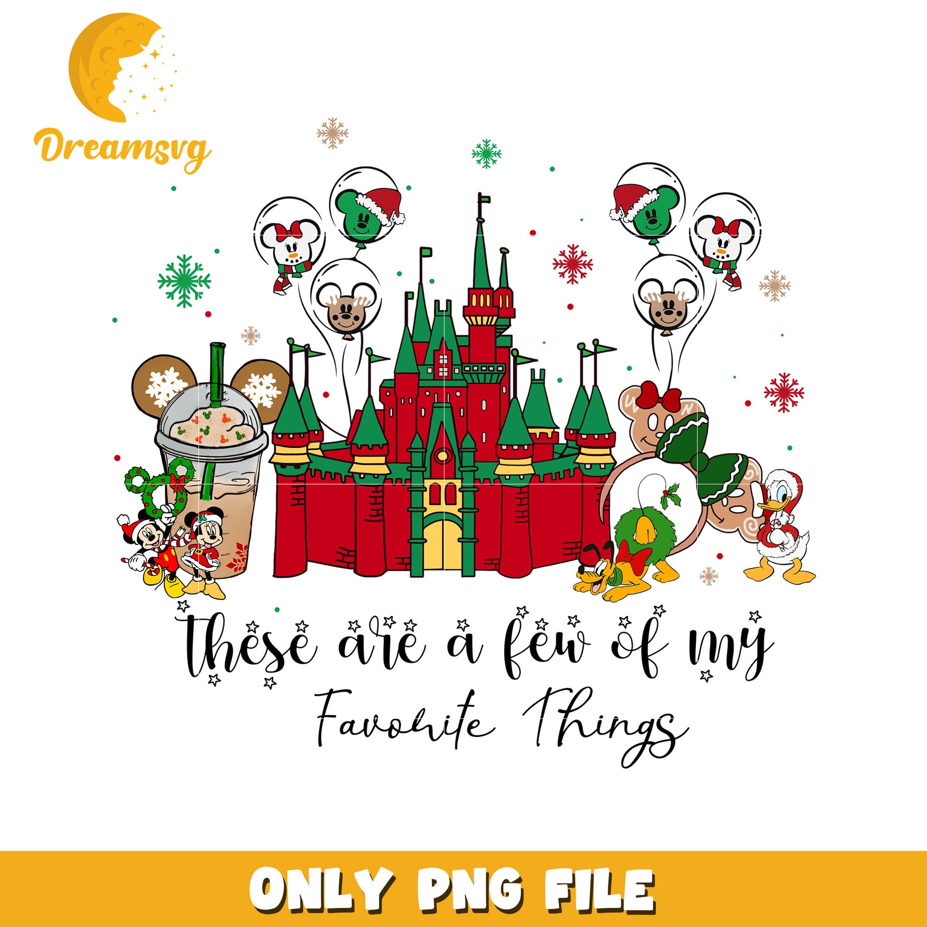 Favorite things png, disney celebration png, christmas dream png