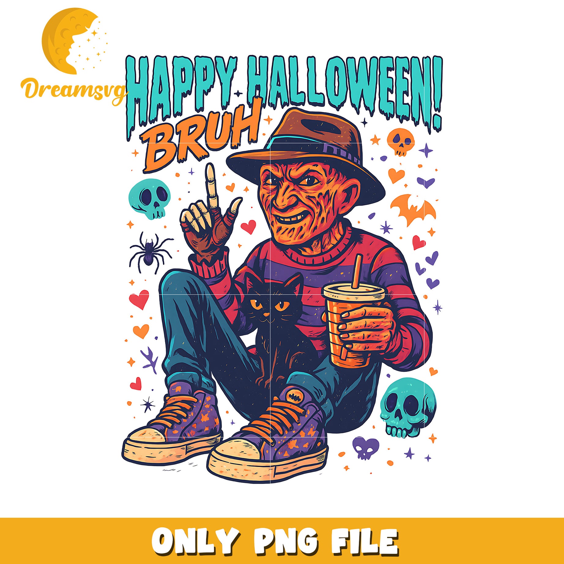 Feddy kruger happy halloween png, spooky halloween png, trick or treat png