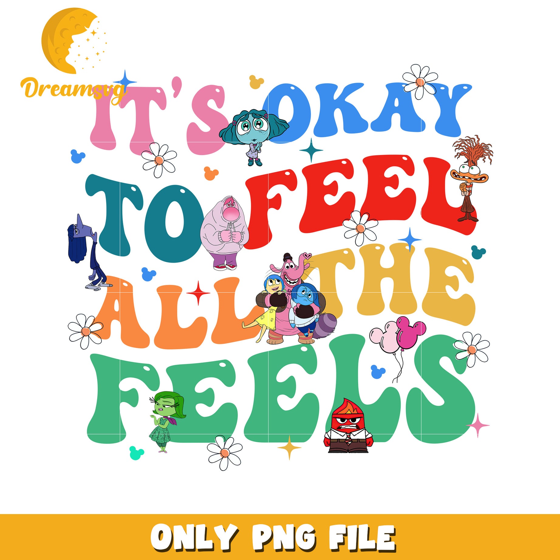 Feel All The Feels Inspirational Quote PNG Design Download