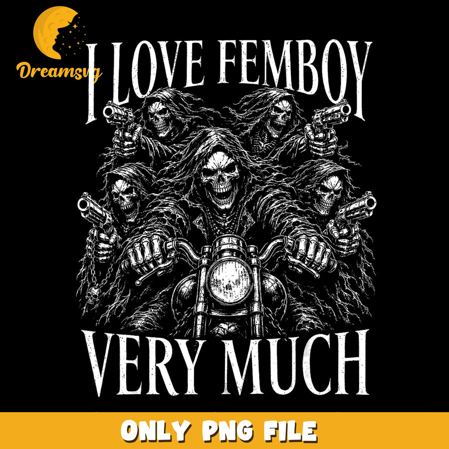 Femboy Love PNG, Skull Rider Design, Biker Humor PNG