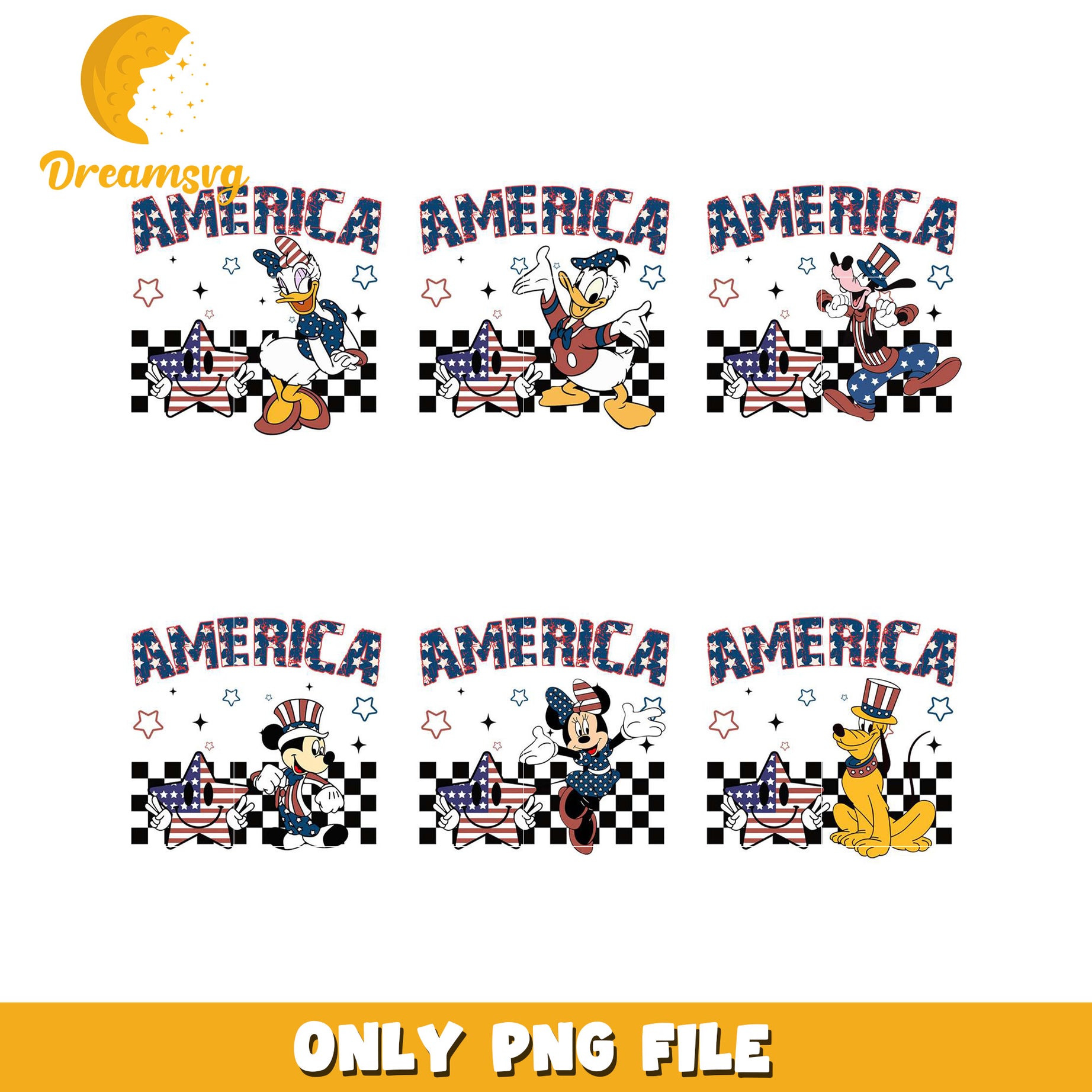 Festive America Bundle with Cartoon Characters in PNG Format