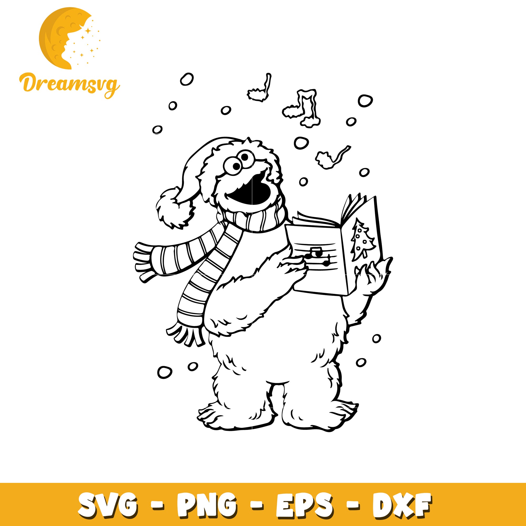 Festive Singing Monster SVG Design for Christmas