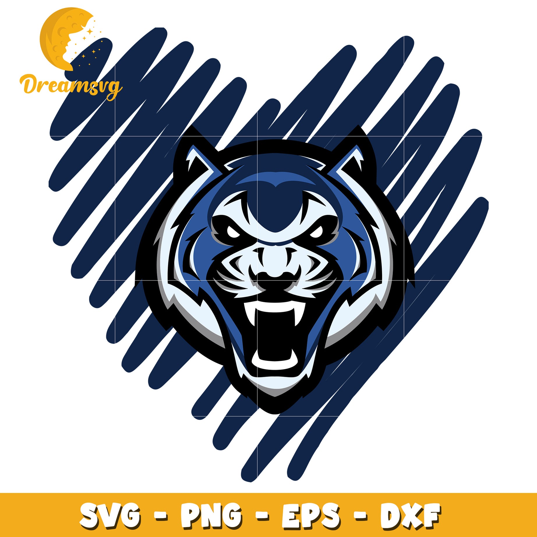 Fierce Blue Tiger Mascot SVG Design for Creative Projects