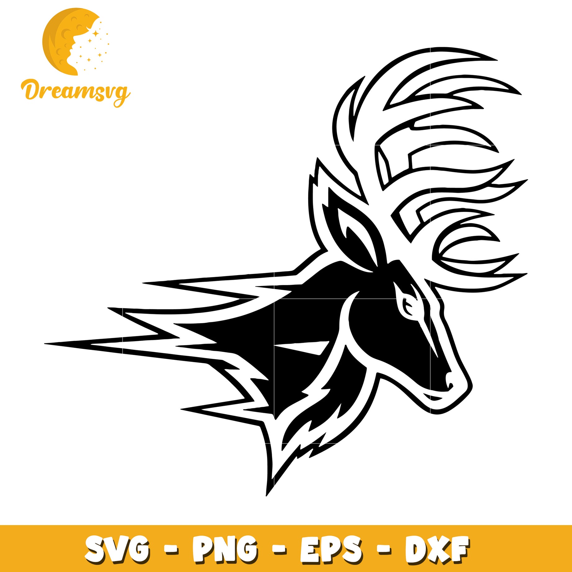 Fierce Deer Head SVG Cut File