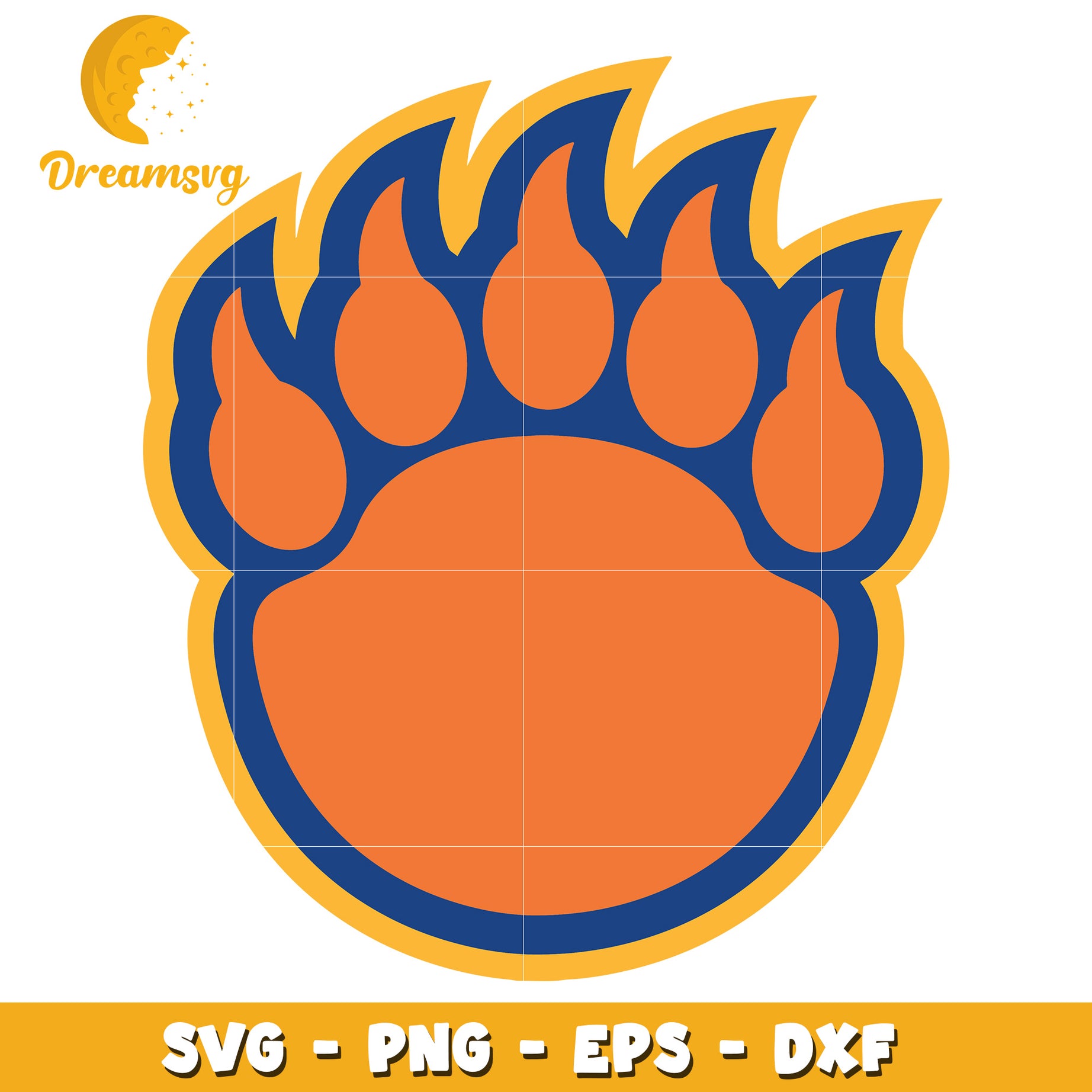 Fiery Bear Paw Print SVG PNG EPS DXF