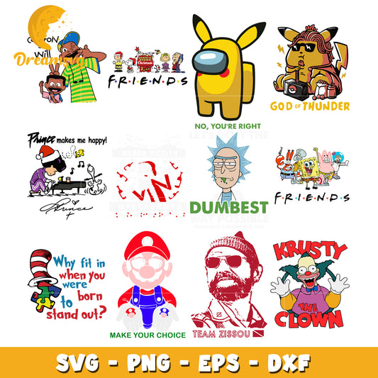 God of thunder bundle svg, krusty the clown svg, dumbest svg
