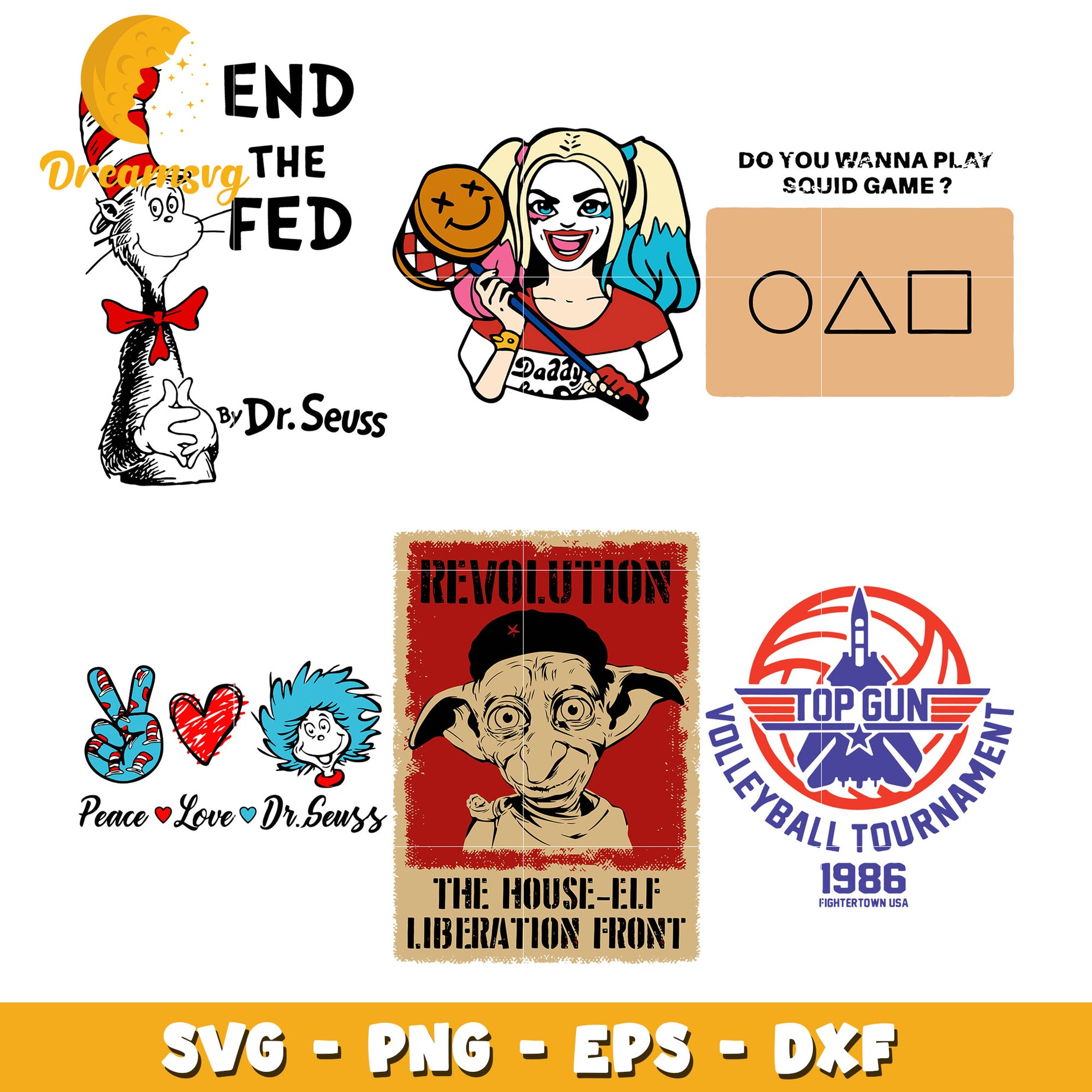 Peace love dr.seuss bundle svg, end the fed by dr.seuss svg