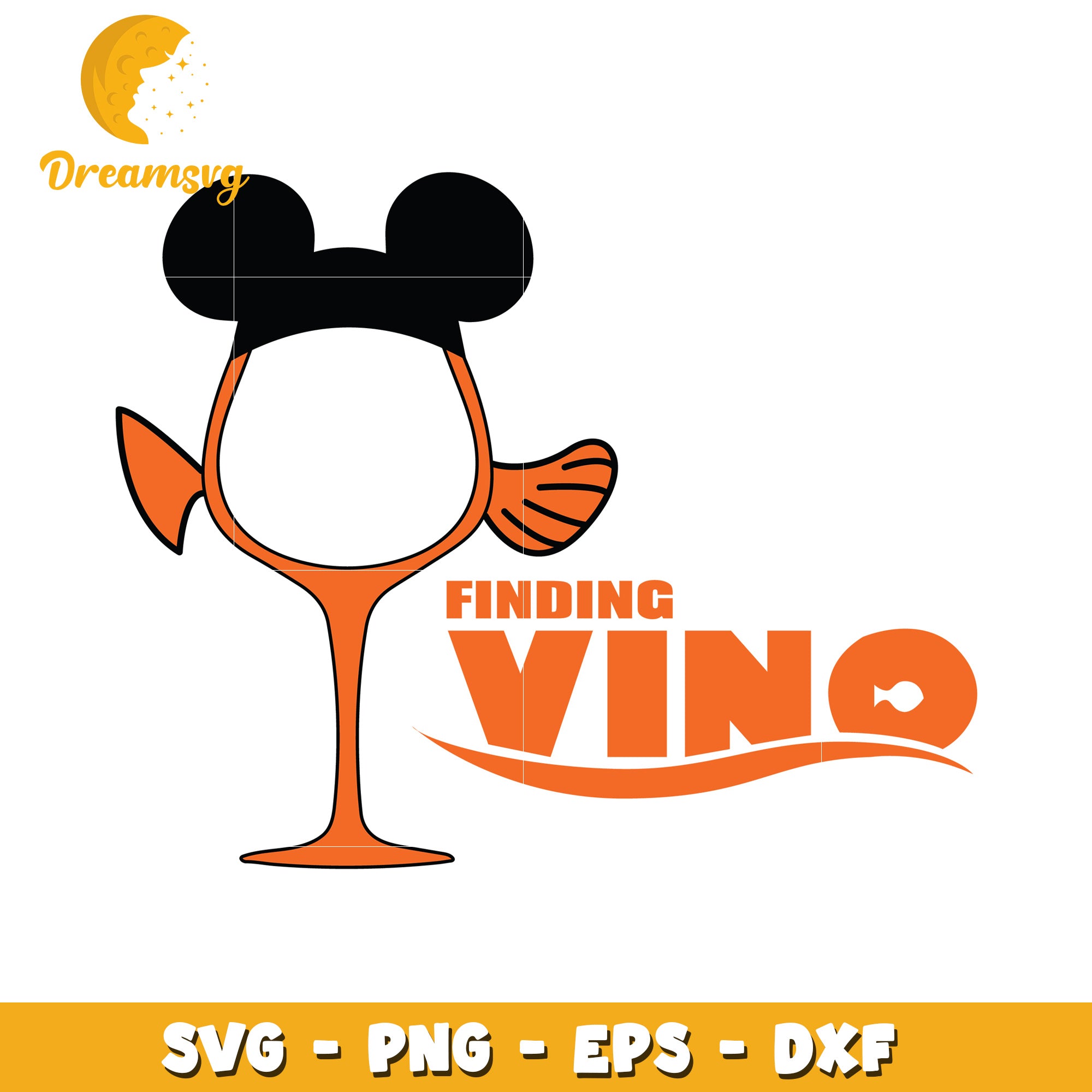 Finding Nemo Wine Glass SVG PNG EPS DXF