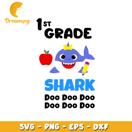 First Grade Shark SVG Design with Fun Lyrics and Cute Graphics