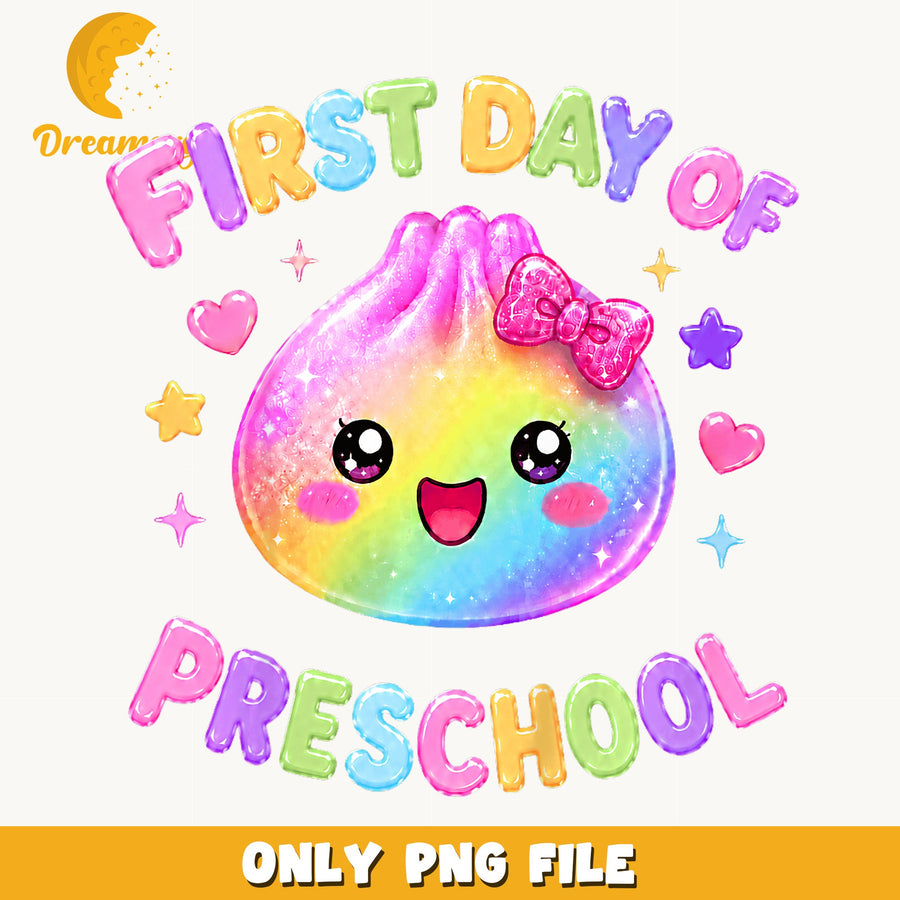 First Day Of Preschool Cute Dumpling PNG, Back To School, Rainbow PNG