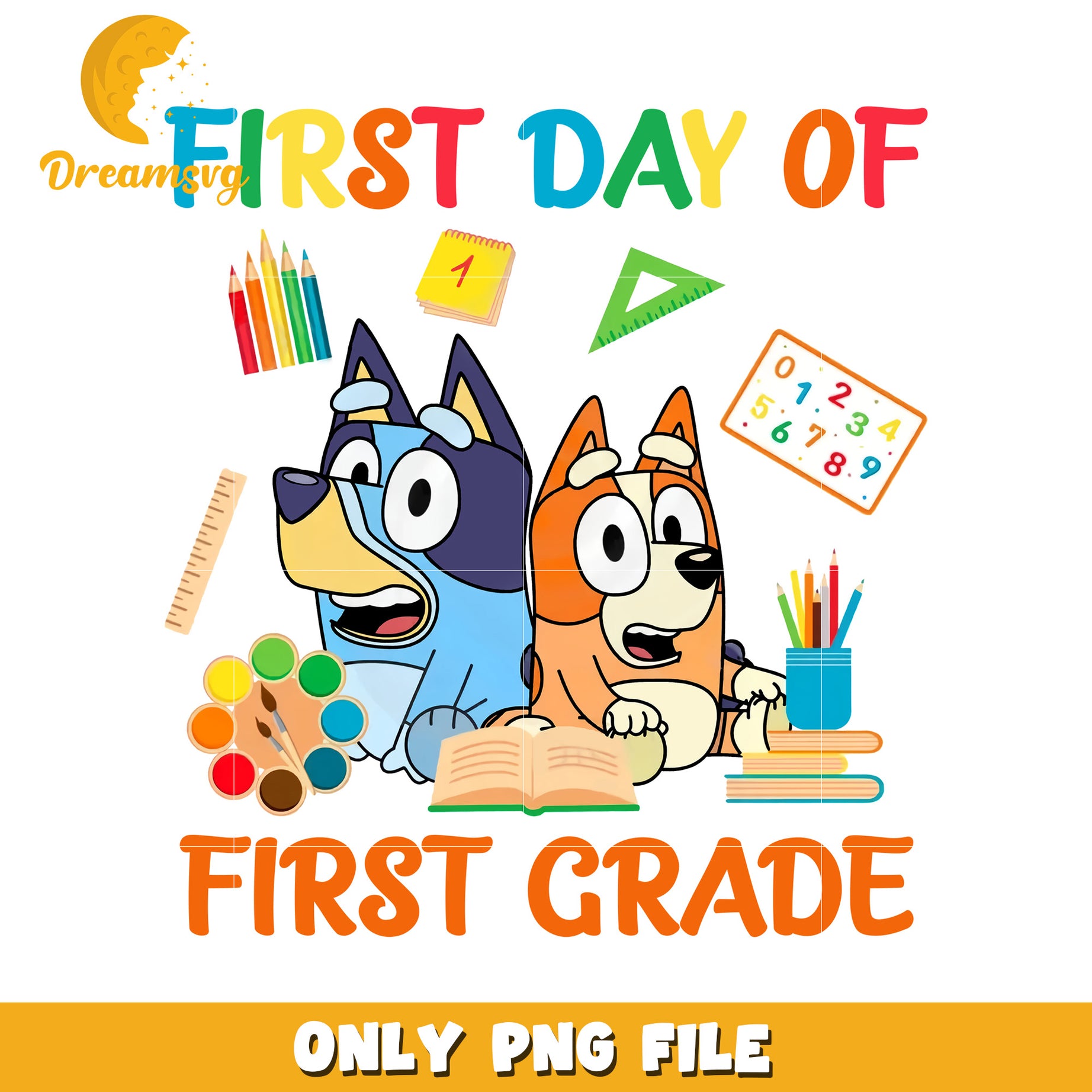 First day of first grade png, cartoon characters png, bluey png