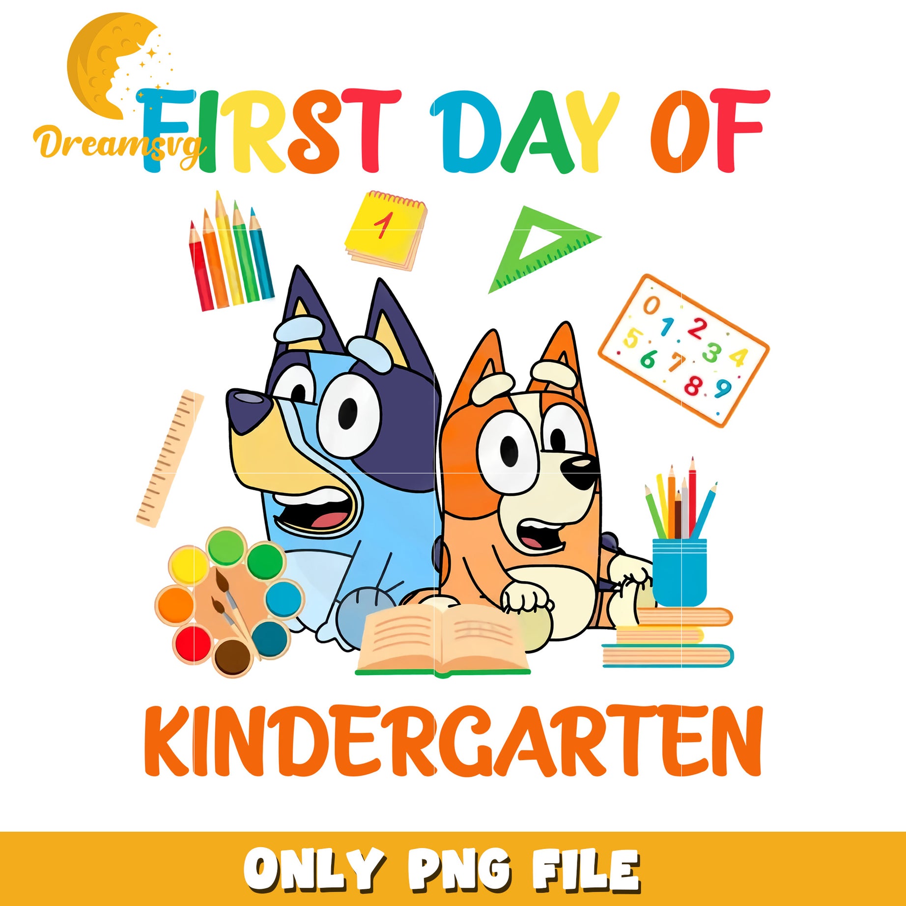 First day of kindergarten grade png, cartoon characters png, bluey png