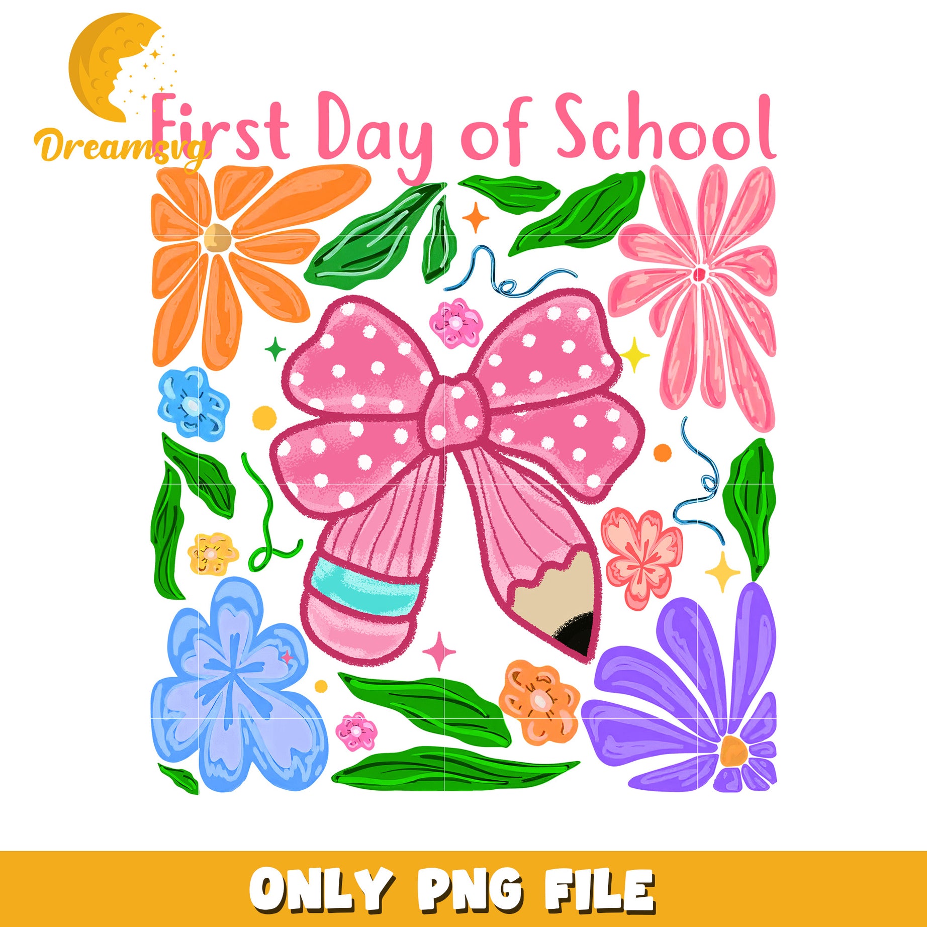 First day of school design png, back to school png, school supplies png