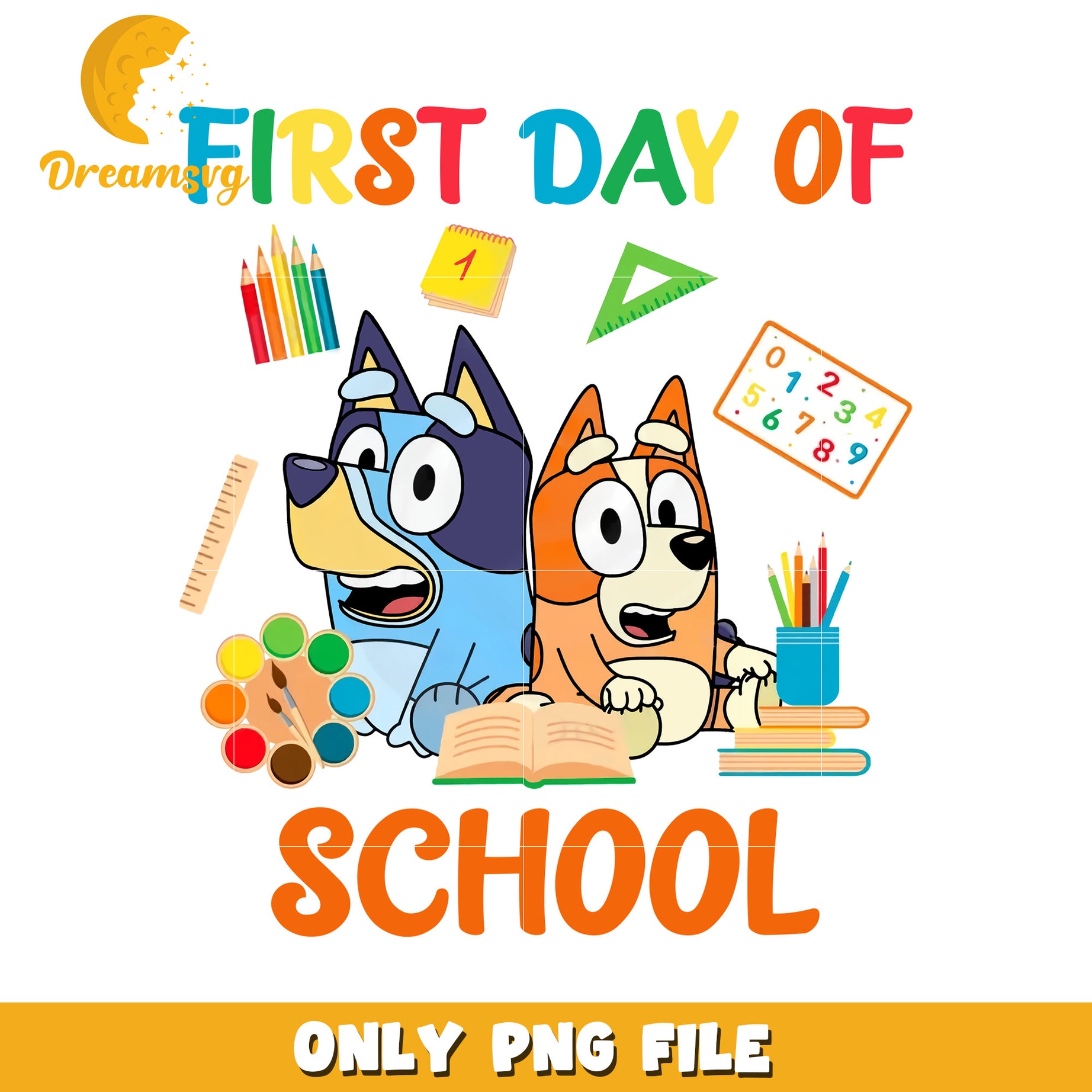 First day pf school png, cartoon characters png, bluey png