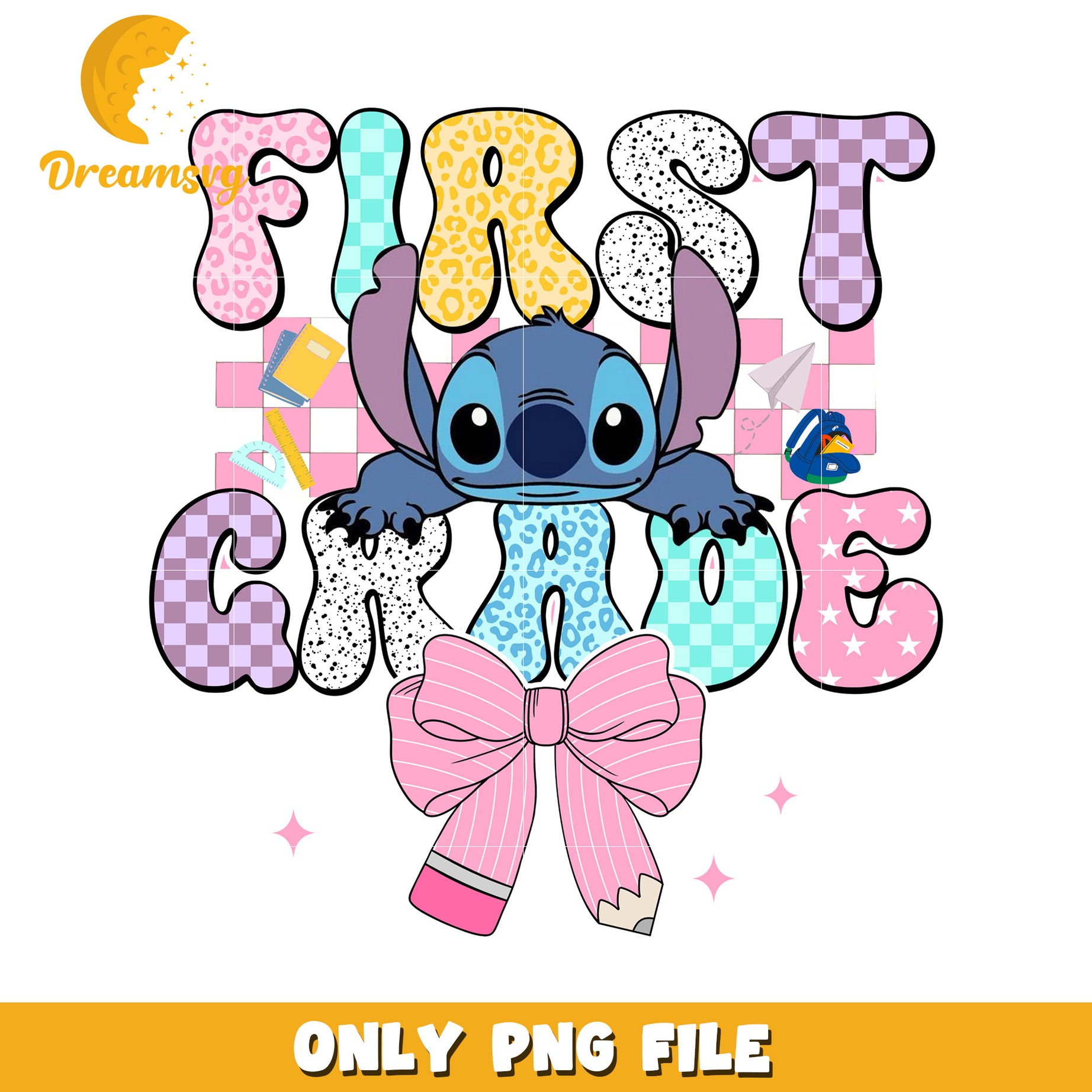 First grade bowtie stitch png, lilo and stitch png, funny stitch png