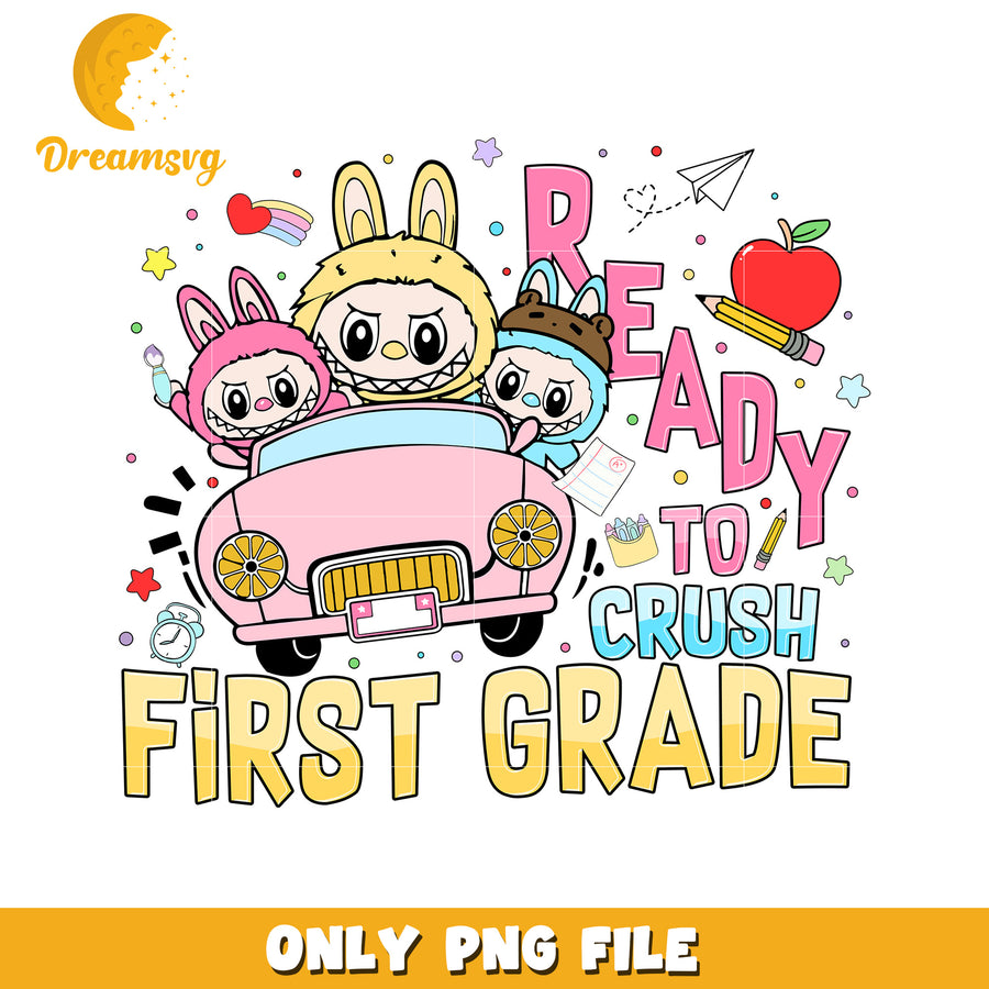 First grade labubu design png, have a seat labubu​ png, labubu doll png