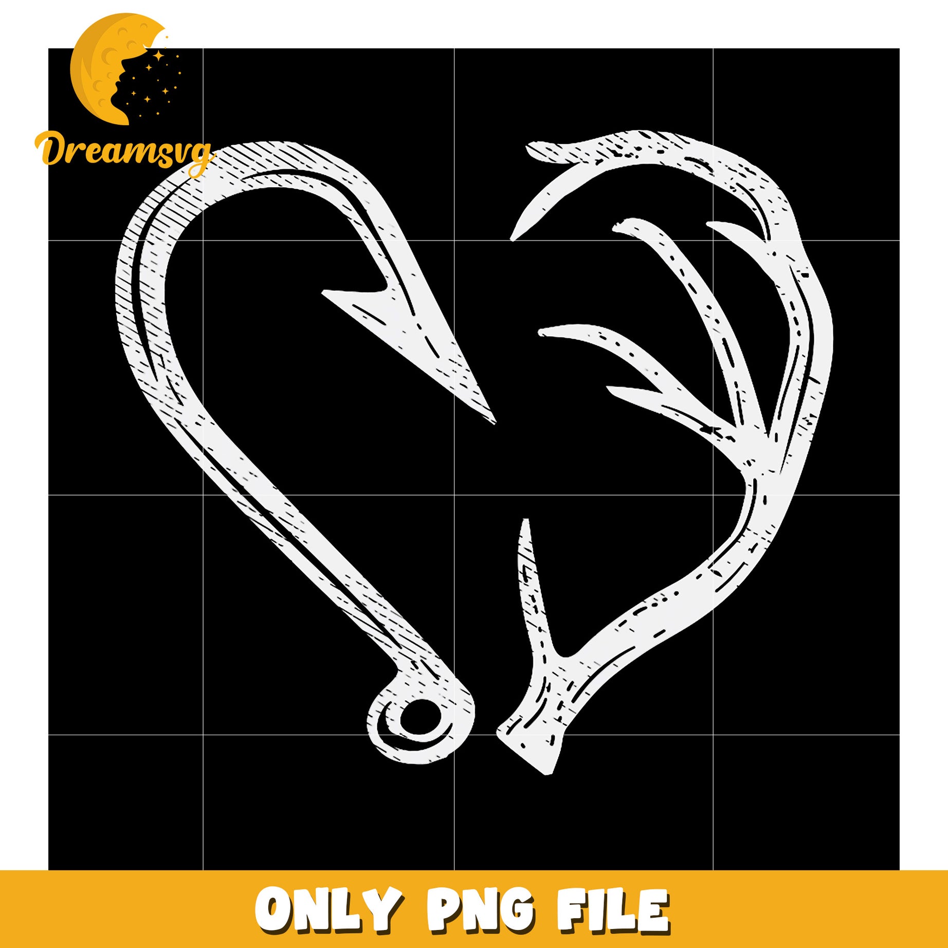 Fishing Hunting Heart PNG Design