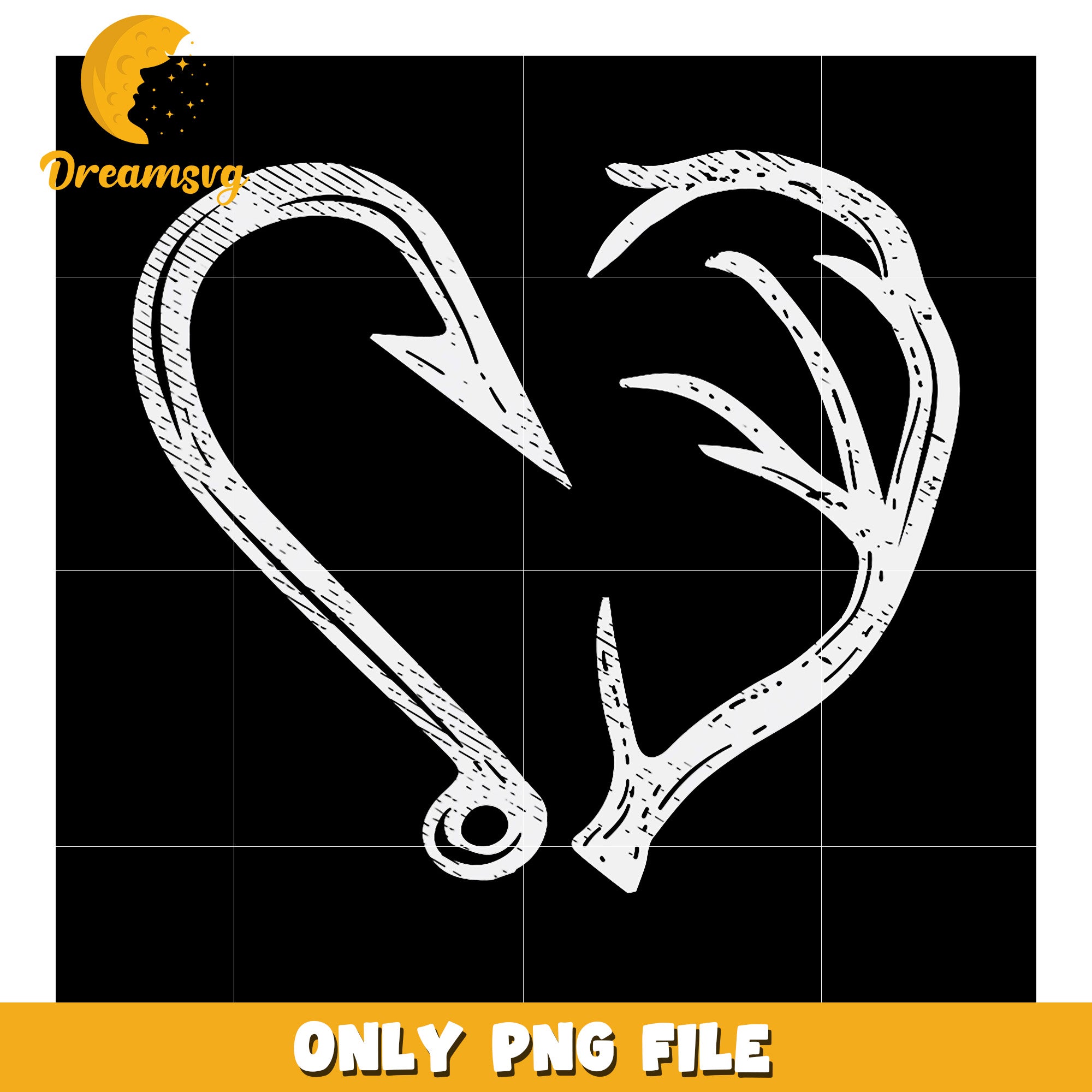 Fishing Hunting Heart PNG Design