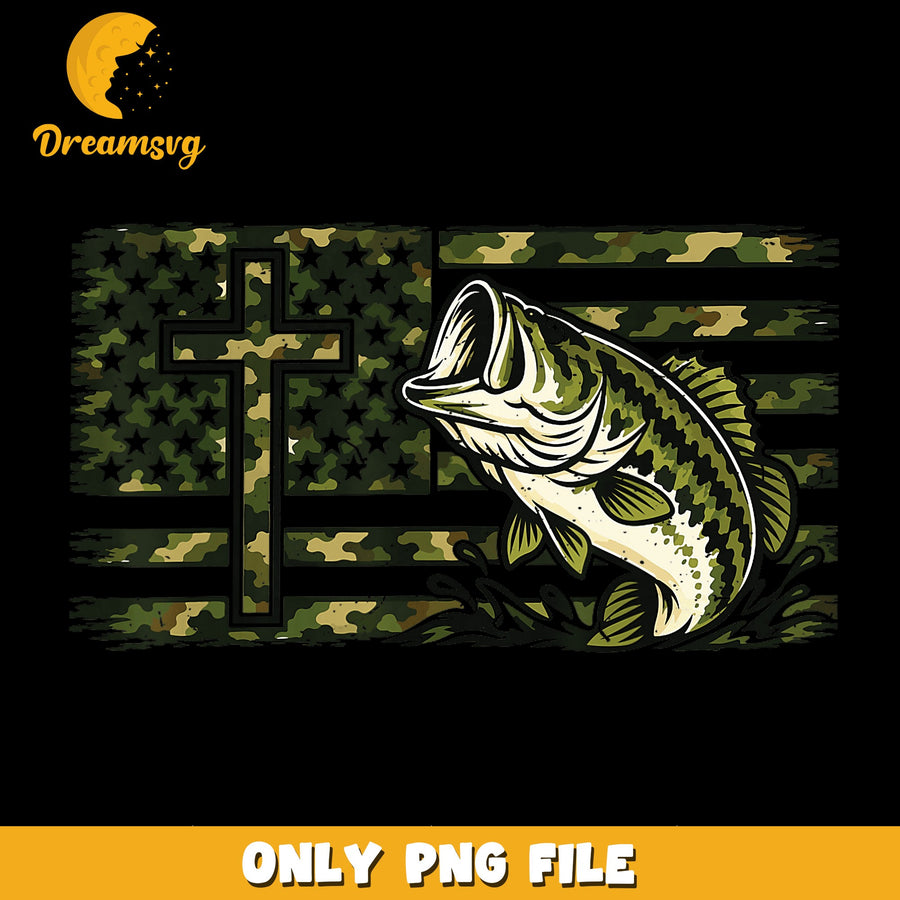 Fishing Design PNG, American Flag Theme, Cross Art PNG
