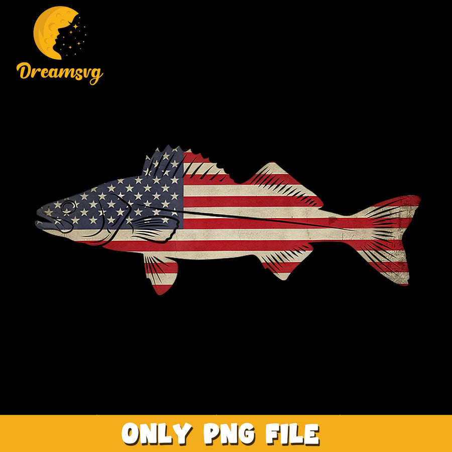 Fishing Design PNG, Patriotic Theme, American Art PNG