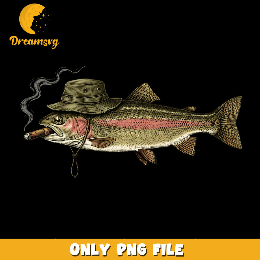 Fishing Hat PNG, Humor Design, Cool Fish Art PNG
